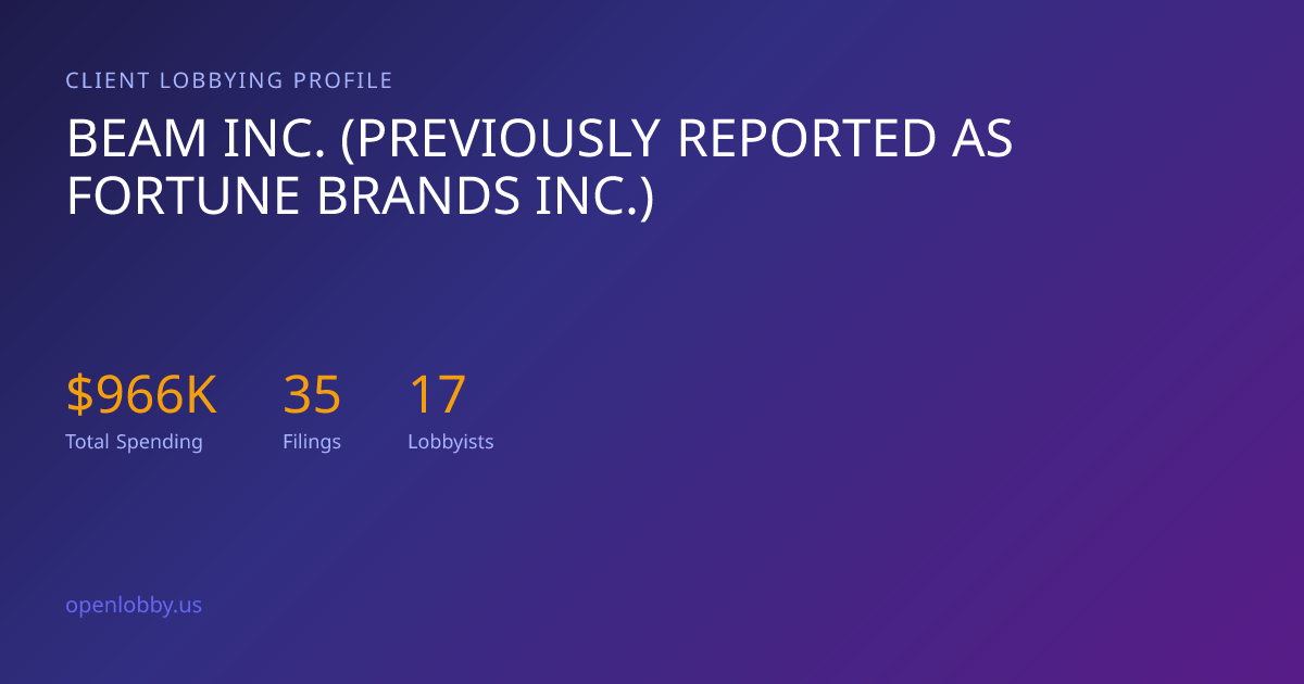 Beam INC. (Previously Reported as Fortune Brands INC.) — Lobbying ...