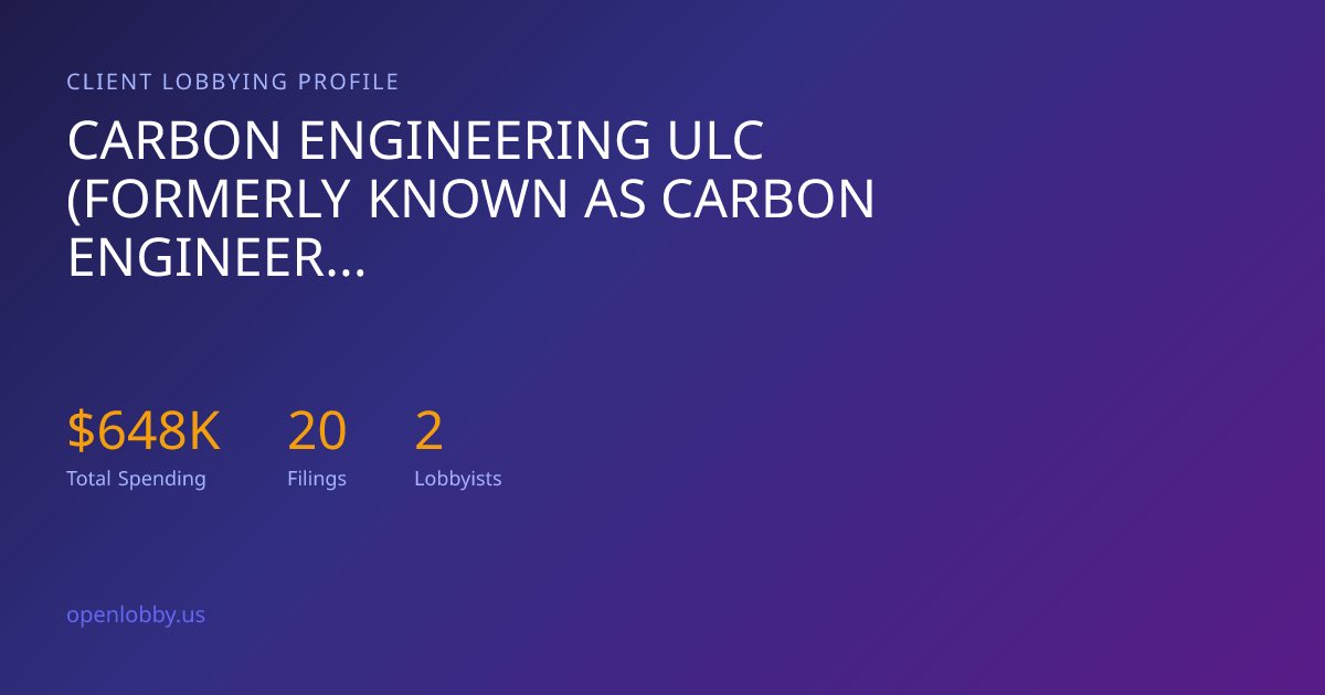 Carbon Engineering Ulc (Formerly Known as Carbon Engineering LTD ...