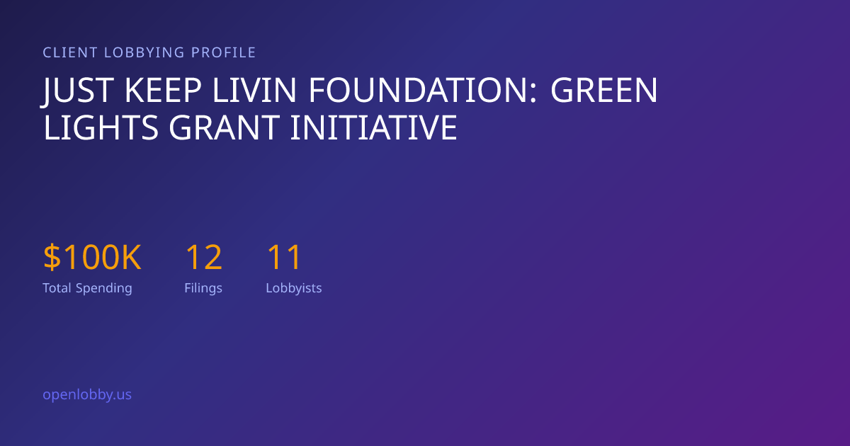 Just Keep Livin Foundation: Green Lights Grant Initiative — Lobbying ...