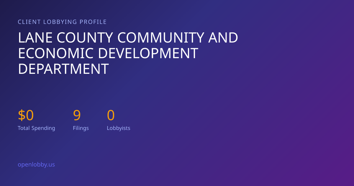Lane County Community and Economic Development Department — Lobbying ...