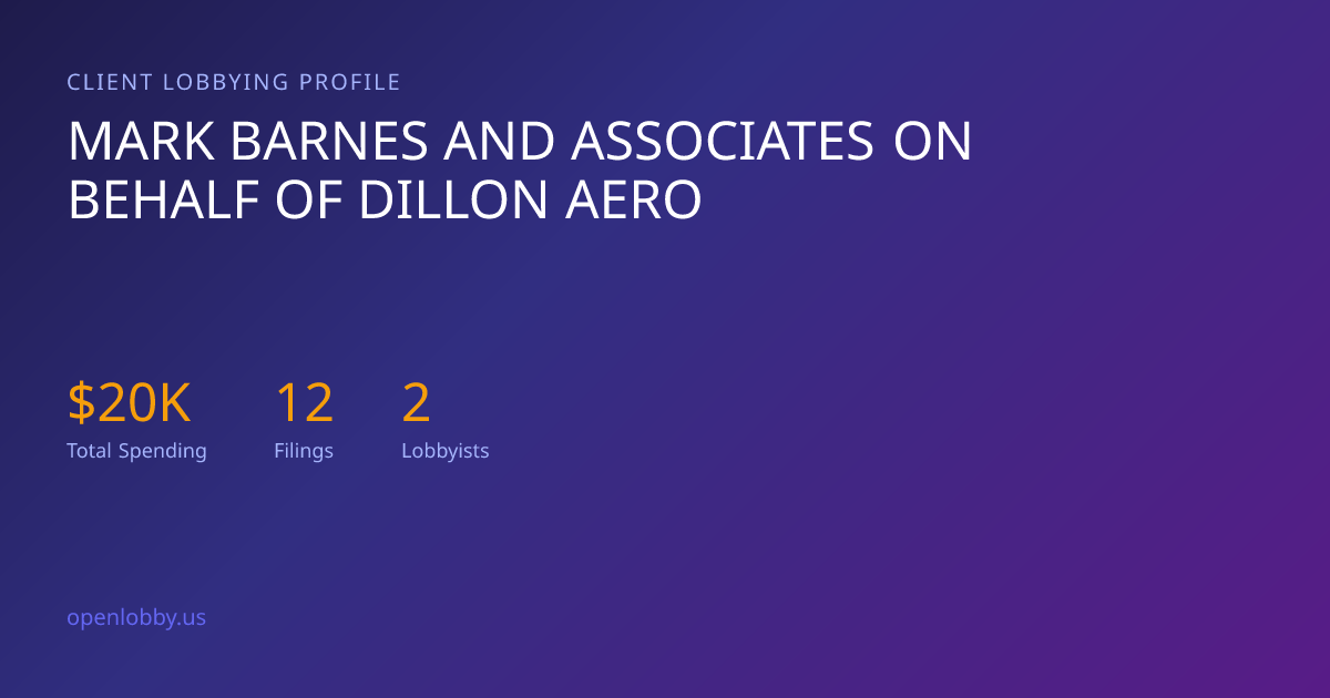Mark Barnes and Associates on Behalf of Dillon Aero — Lobbying Spending ...