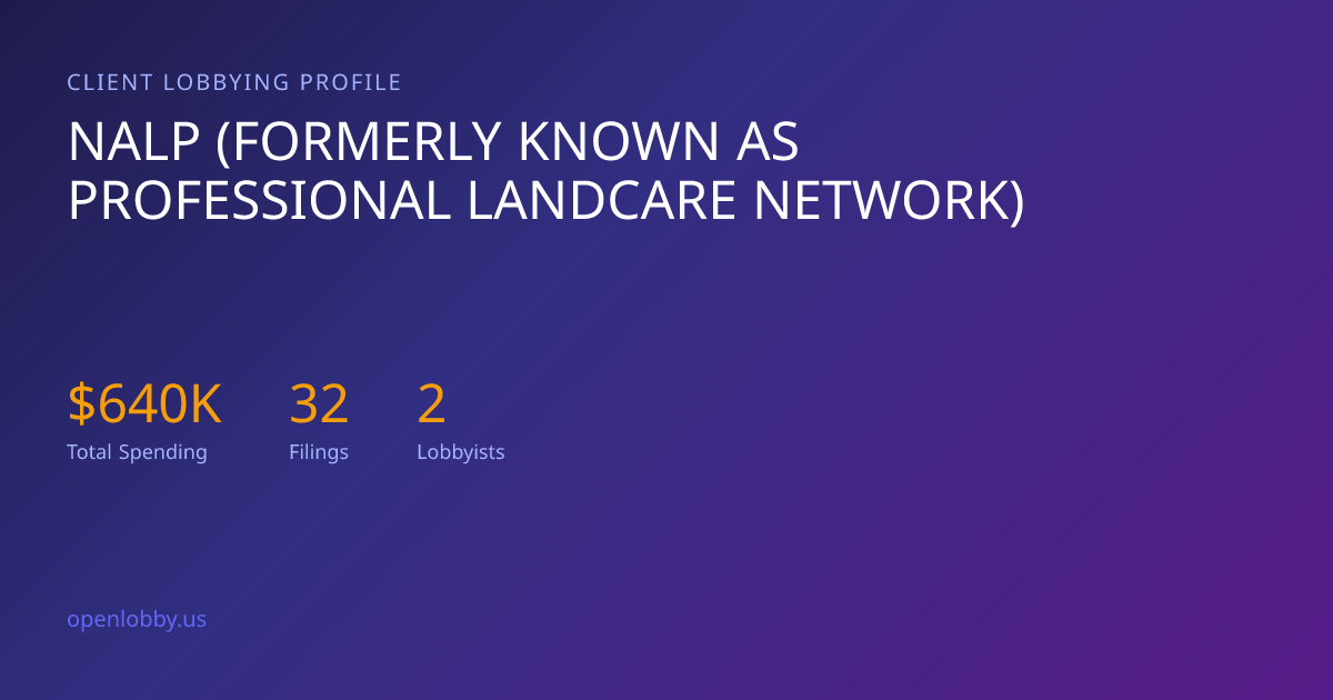 Nalp (Formerly Known as Professional Landcare Network) — Lobbying ...