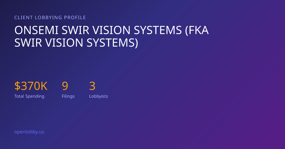 Onsemi Swir Vision Systems (FKA Swir Vision Systems) — Lobbying ...