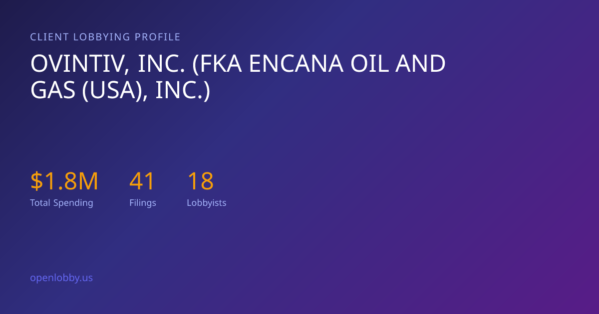 Ovintiv, INC. (FKA Encana Oil and Gas (USA), INC.) — Lobbying Spending ...
