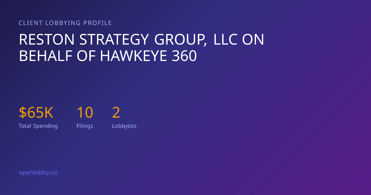 Reston Strategy Group, LLC on Behalf of Hawkeye 360 — Lobbying Spending ...