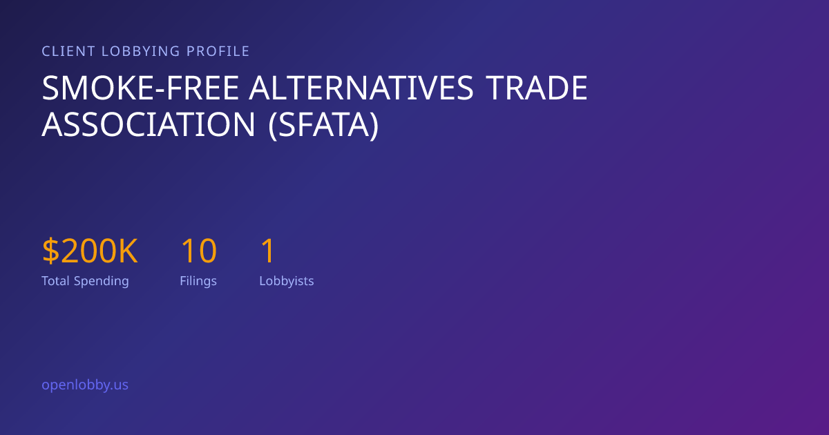 Smoke-free Alternatives Trade Association (Sfata) — Lobbying Spending ...